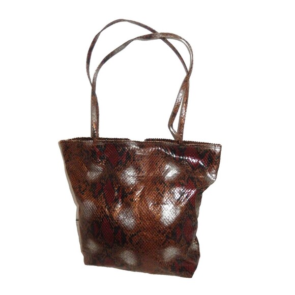 Carlos Falchi Fatto a Mano Shoulder Handbag Purse Brown Snakeskin Reptile Print - Picture 2 of 10